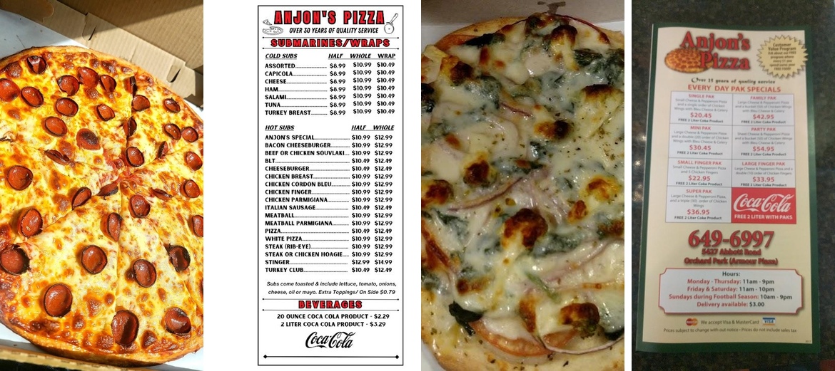 Anjon's Pizzeria Menu